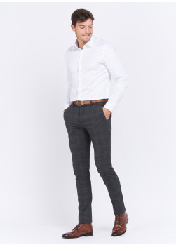 Pantalon chino à carreaux slim fit Charles Le Golf _ Gris foncé à carreaux _ 23 - Gris foncé