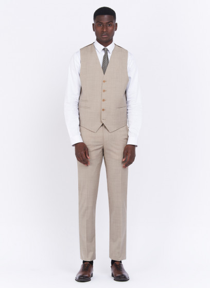 Gilet en laine Charles Le Golf _ Grège faux uni _ 30 - Grège