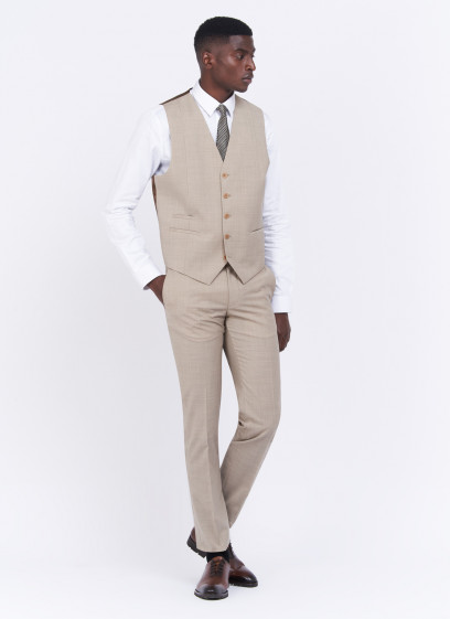 Gilet en laine Charles Le Golf _ Grège faux uni _ 30 - Grège