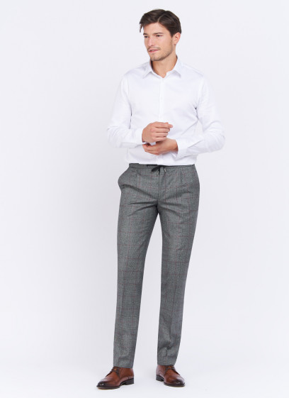 Pantalon slim fit Charles Le Golf _ Gris moyen à carreaux _ 22 - Gris moyen