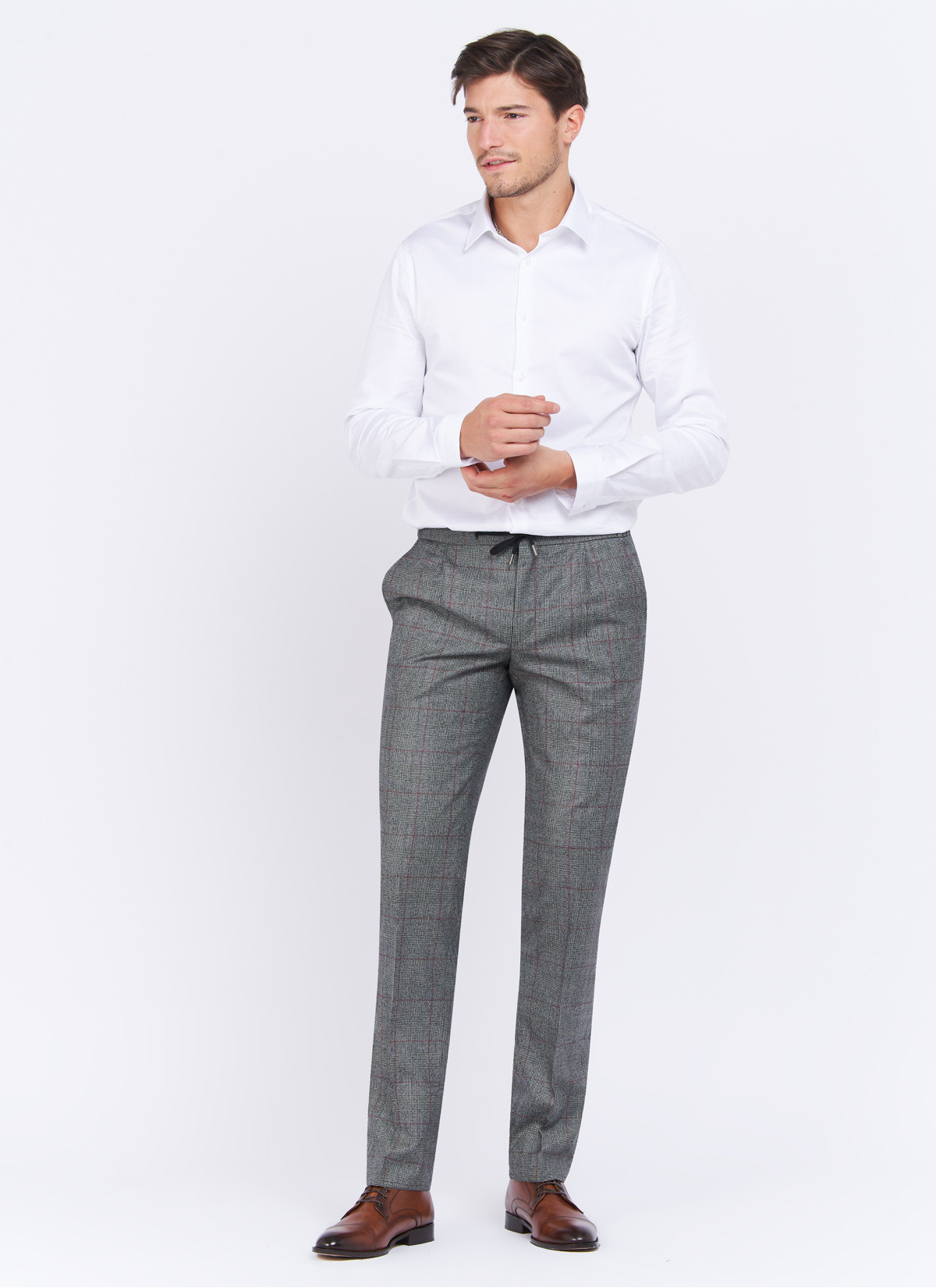 Pantalon slim fit Charles Le Golf _ Gris moyen à carreaux _ 22 - Gris moyen