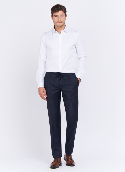 Pantalon slim fit Charles Le Golf _ Bleu marine à carreaux _ 88 - Bleu marine