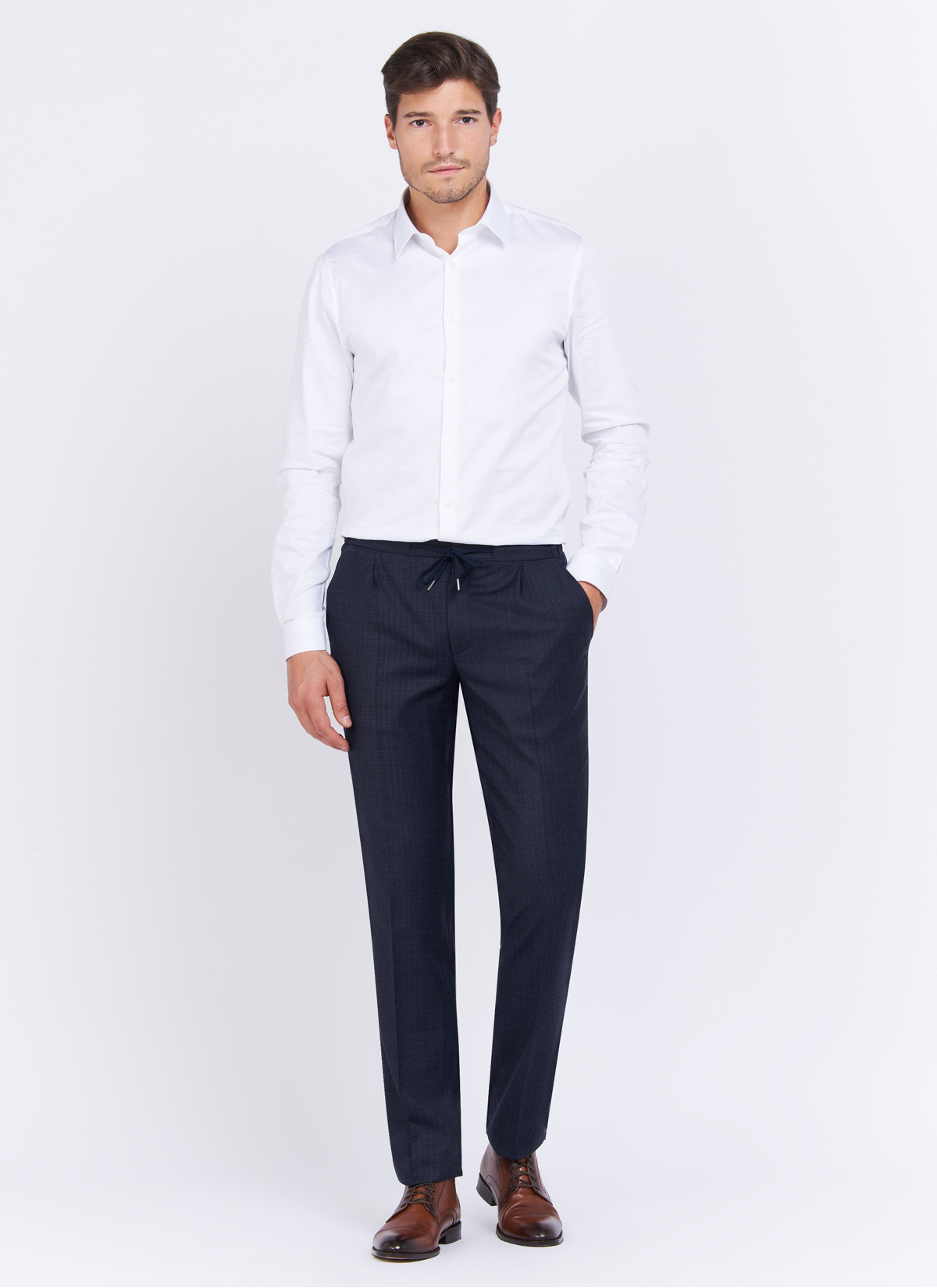 Pantalon slim fit Charles Le Golf _ Bleu marine à carreaux _ 88 - Bleu marine