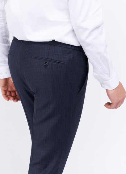Pantalon slim fit Charles Le Golf _ Bleu marine à carreaux _ 88 - Bleu marine