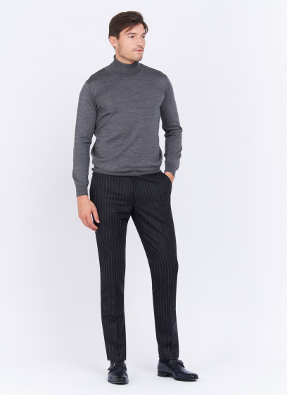 Pull col roulé Charles Le Golf _ Bleu marine uni _ 88 - Bleu marine