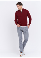 Pull col zippé Charles Le Golf _ Bordeaux faux uni _ 56 - Bordeaux