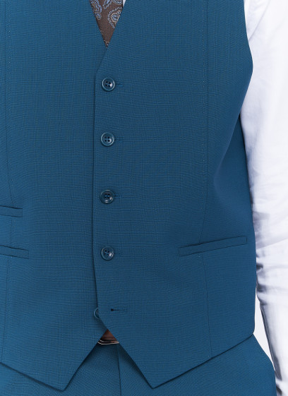 Gilet en laine Charles Le Golf _ Bleu pétrole faux uni _ 87 - Bleu pétrole