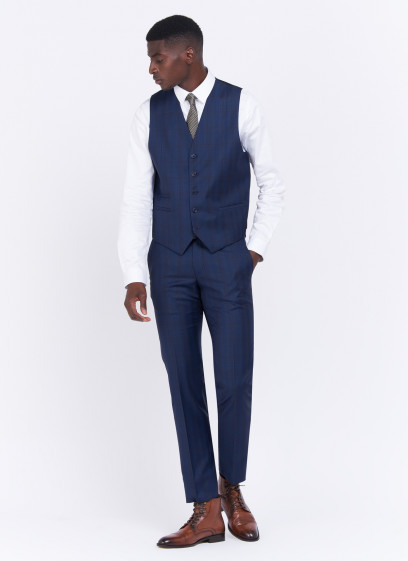 Gilet en laine Charles Le Golf _ Bleu marine à carreaux _ 88 - Bleu marine