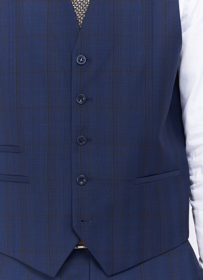 Gilet en laine Charles Le Golf _ Bleu marine à carreaux _ 88 - Bleu marine