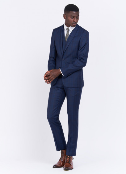 Costume slim fit en laine Charles Le Golf _ Bleu marine à carreaux _ 88 - Bleu marine