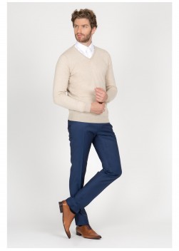 Pull col V en laine Emmanuelle khanh_31 - Beige clair