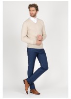 Pull col V en laine Emmanuelle khanh_31 - Beige clair