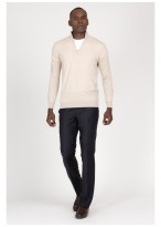 Pull col zippé en laine Emmanuelle Khanh_31 - Beige clair