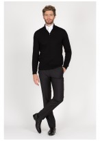 Pull col zippé en laine Emmanuelle Khanh_ 88 - Bleu marine