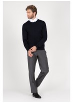 Pull col rond en laine Emmanuelle Khanh_ 88 - Bleu marine