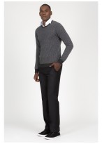 Pull col rond laine et cashmere Emmanuelle Khanh-Gris pied de poule- Maille