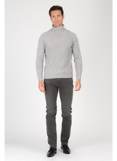 Pull col roulé en laine mélangée Emmanuelle Khanh -Gris perle 