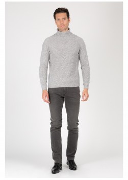 Pull col roulé en laine mélangée Emmanuelle Khanh -Gris perle 