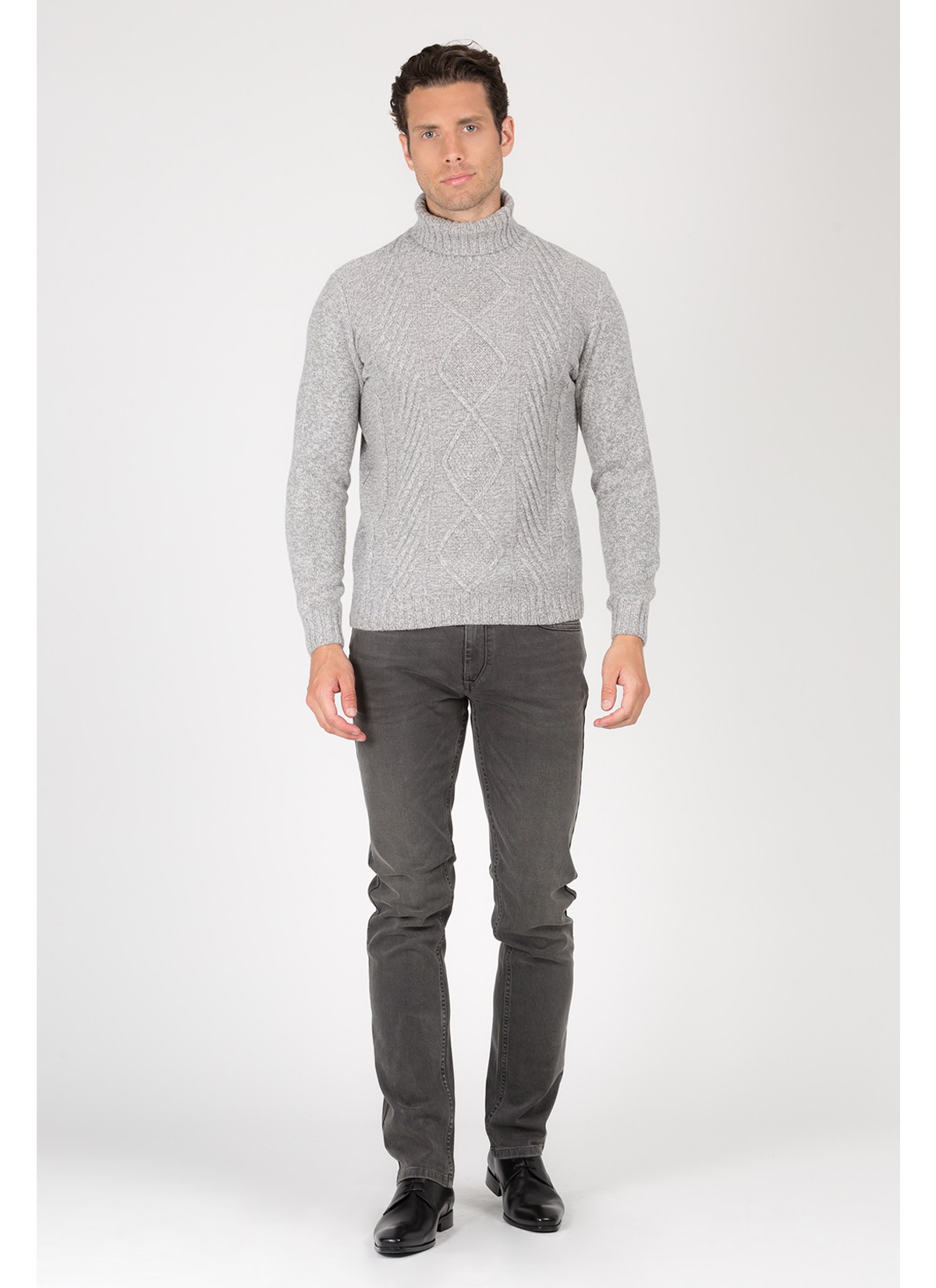 Pull col roulé en laine mélangée Emmanuelle Khanh -Gris perle 