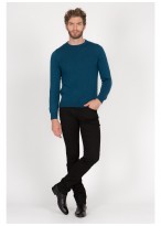 Pull col rond en laine Emmanuelle Khanh_ 85 - Bleu canard