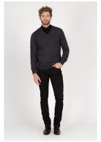 Pull col V en laine Emmanuelle khanh_24 - Gris anthracite