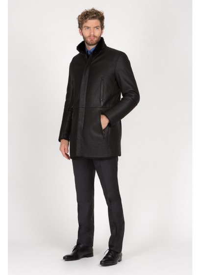 Manteau en cuir Emmanuelle Khanh -  EK-DM8-NOIR