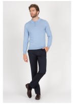 Polo en laine manches longues Emmanuelle Khanh_81 - Bleu ciel