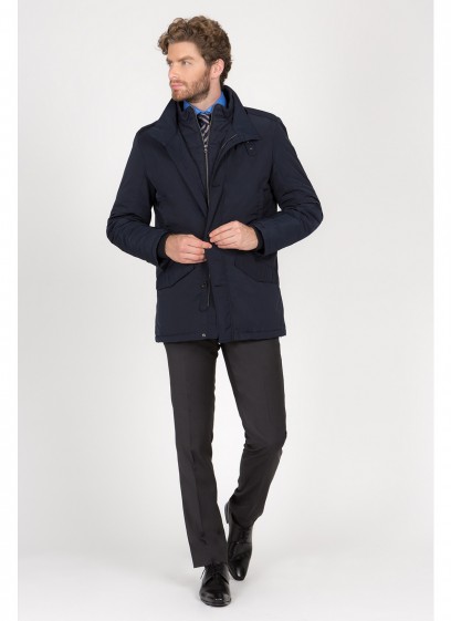 Parka en tissu déperlant Emmanuelle Khanh-Bleu marine