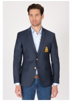 Blazer à écusson semi-slim fit Emmanuelle Khanh-Bleu pétrole - 441447
