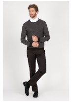 Pull col rond laine et cashmere Emmanuelle Khanh-Marron pied de poule- Maille