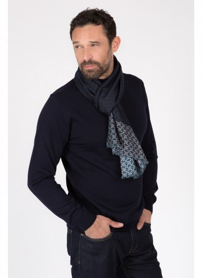 Foulard à motif fantaisie Emmanuelle Khanh-010242 - Bleu marine