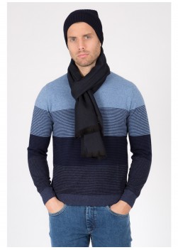 Echarpe à motif chevron Emmanuelle Khanh-352018-590 BLEU MARINE