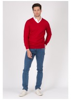Pull col V en laine Emmanuelle khanh_50 - Rouge
