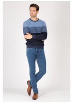 Pull à rayures en laine mélangée Emmanuelle Khanh-PULLH1777 BLEU