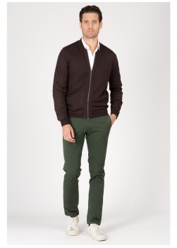 Cardigan zippé en laine mélangée Emmanuelle Khanh-Marron