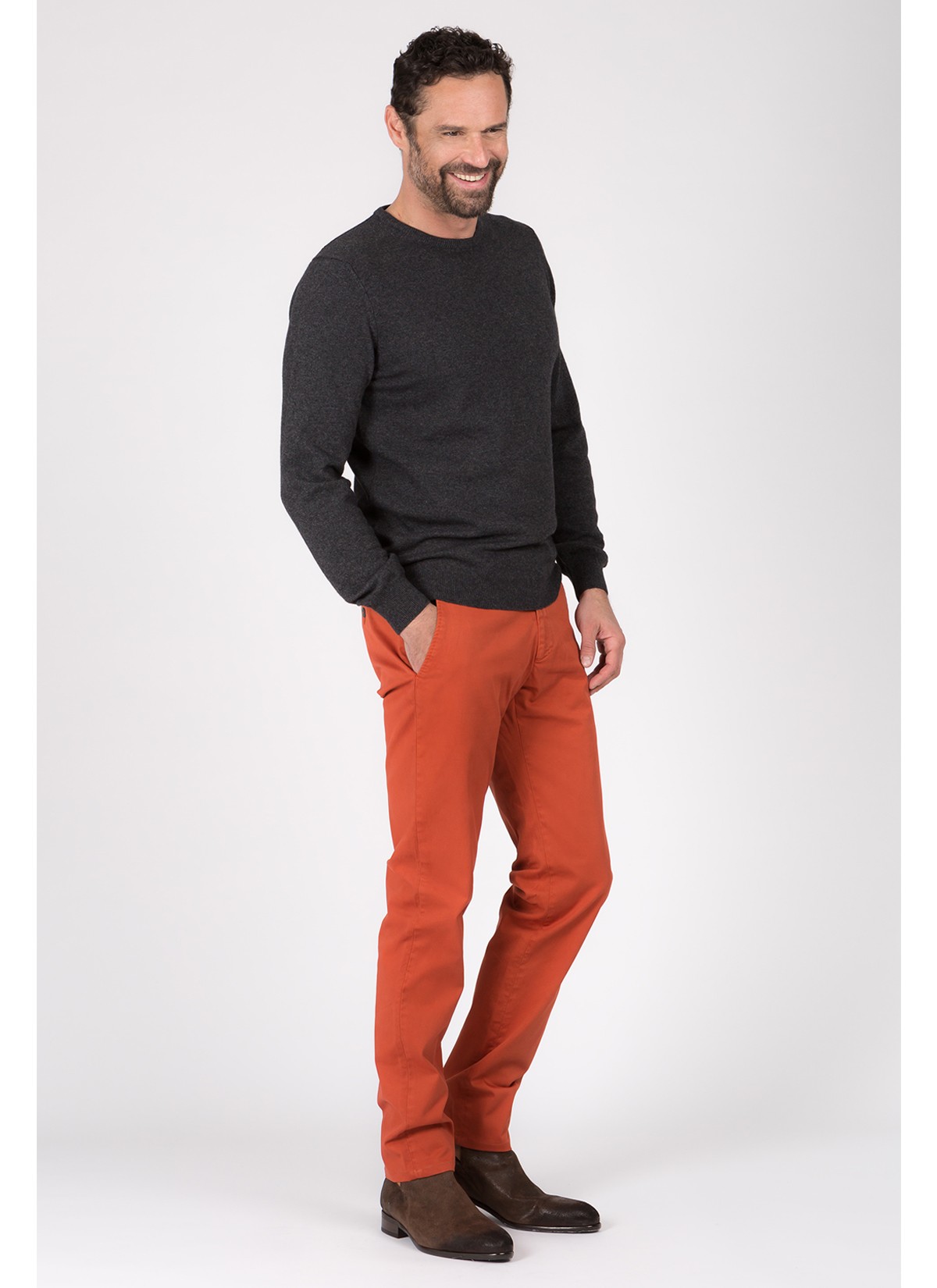 Pull col rond en laine mélangée et cashmere Emmauelle Khanh-PULL18/5/ANTHRACITE