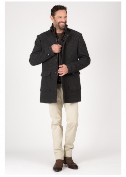 Manteau col montant Emmanuelle Khanh-Gris anthracite