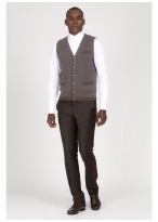 Gilet en laine et cashmere Emmanuelle Khanh -taupe pied de poule - Maille