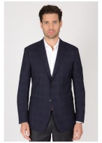 Veste Regular Fit T.G di Fabio-Carreaux bleu marine et gris - 84G64/80/3