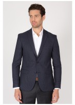 Veste regular fit Emmanuelle khanh-Carreaux bleu marine et gris - 84G64/80/3
