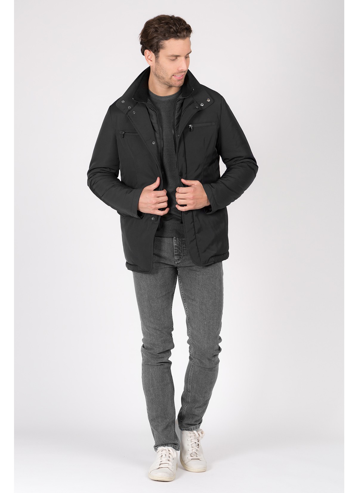 Parka en tissu déperlant Emmanuelle Khanh-Noir