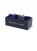Boutons de manchettes rectangulaire Emmanuelle Khanh-Bleu Electrique