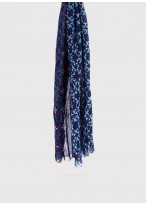 Chèche effet froissé à motif Emmanuelle Khanh-Motif fantaisie bleu et rouge
