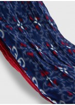 Chèche effet froissé à motif Emmanuelle Khanh-Motif fantaisie bleu et rouge