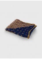 Chèche effet froissé à motif Emmanuelle Khanh-Motif fantaisie bleu et ocre