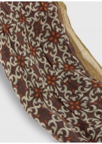 Chèche effet froissé à motif Emmanuelle Khanh-Motif fantaisie bleu et ocre