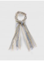 Chèche effet froissé à rayures emmanuelle Khanh-Pastels bleu et beige