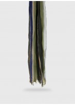 Chèche effet froissé à rayures emmanuelle Khanh-Kaki, bleu et jaune