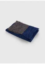 Chèche effet froissé à motif fantaisie Emmanuelle Khanh-Motif fantaisie bleu 