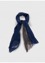 Chèche effet froissé à motif fantaisie Emmanuelle Khanh-Motif fantaisie bleu 